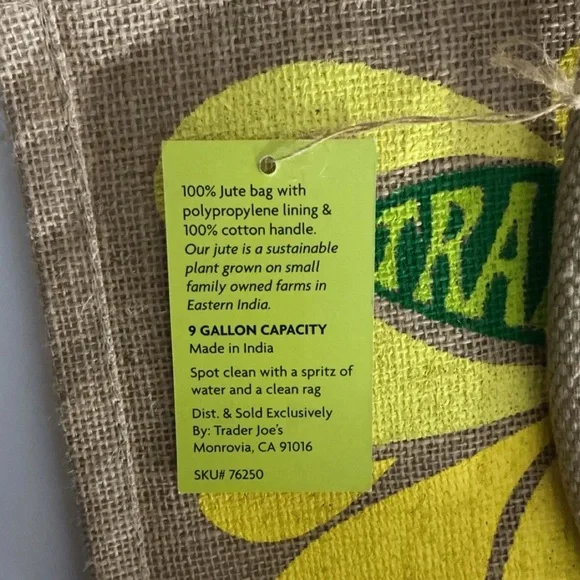 Trader Joe's Lime Green Jute Tote Bag - Picture 5 of 7